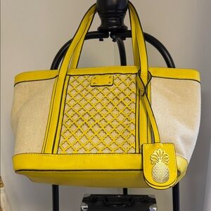 Crown & Ivy Yellow and Cream Tote